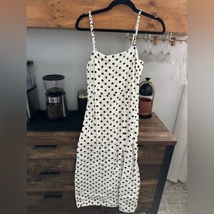 Zara Black and White Polka Dot Midi Dress